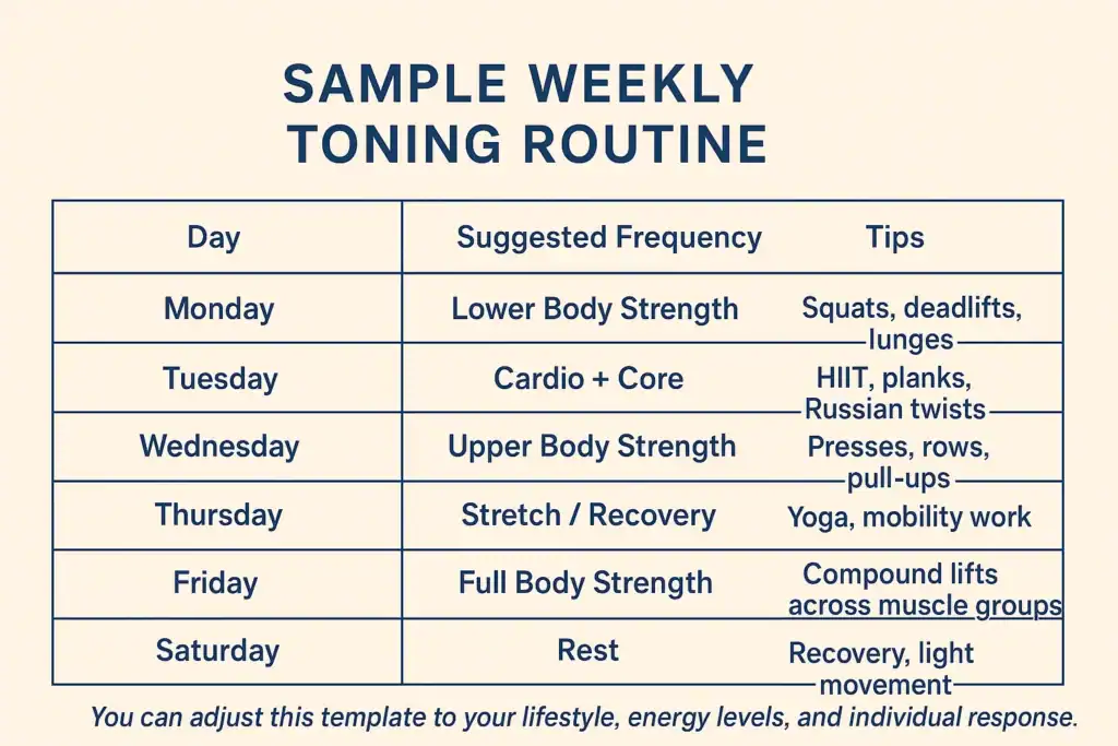 Achieving the Perfect Tone: How Often Should You Exercise for Results? 4 Weekly exercise Bury St Edmunds plan graphic