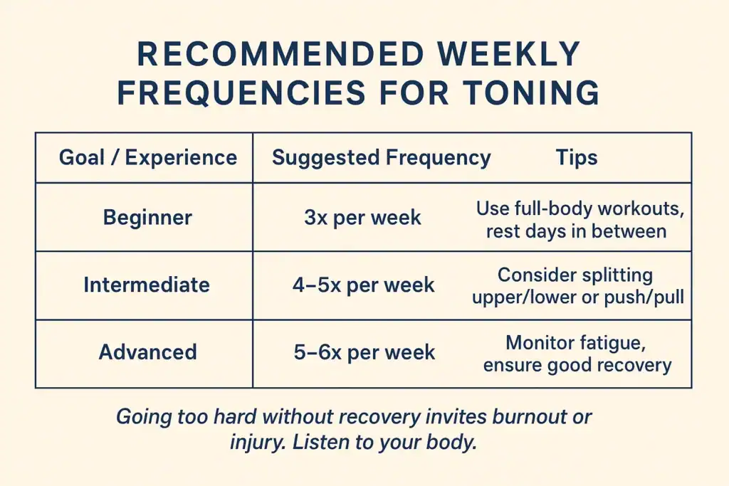 Achieving the Perfect Tone: How Often Should You Exercise for Results? 2 Graphic to show how often you should do exercise to help with toning Bury St Edmunds