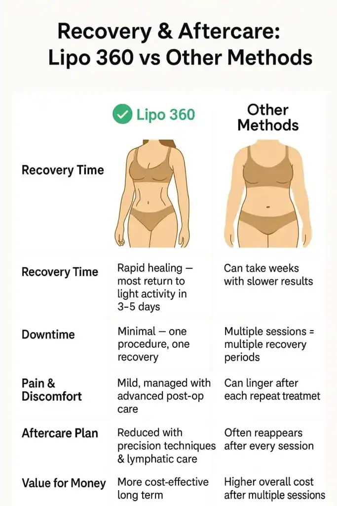 Recovery and Aftercare for Fat-Dissolving Surgery 2 Table to show fat dissolving injection aftercare Bury St Edmunds